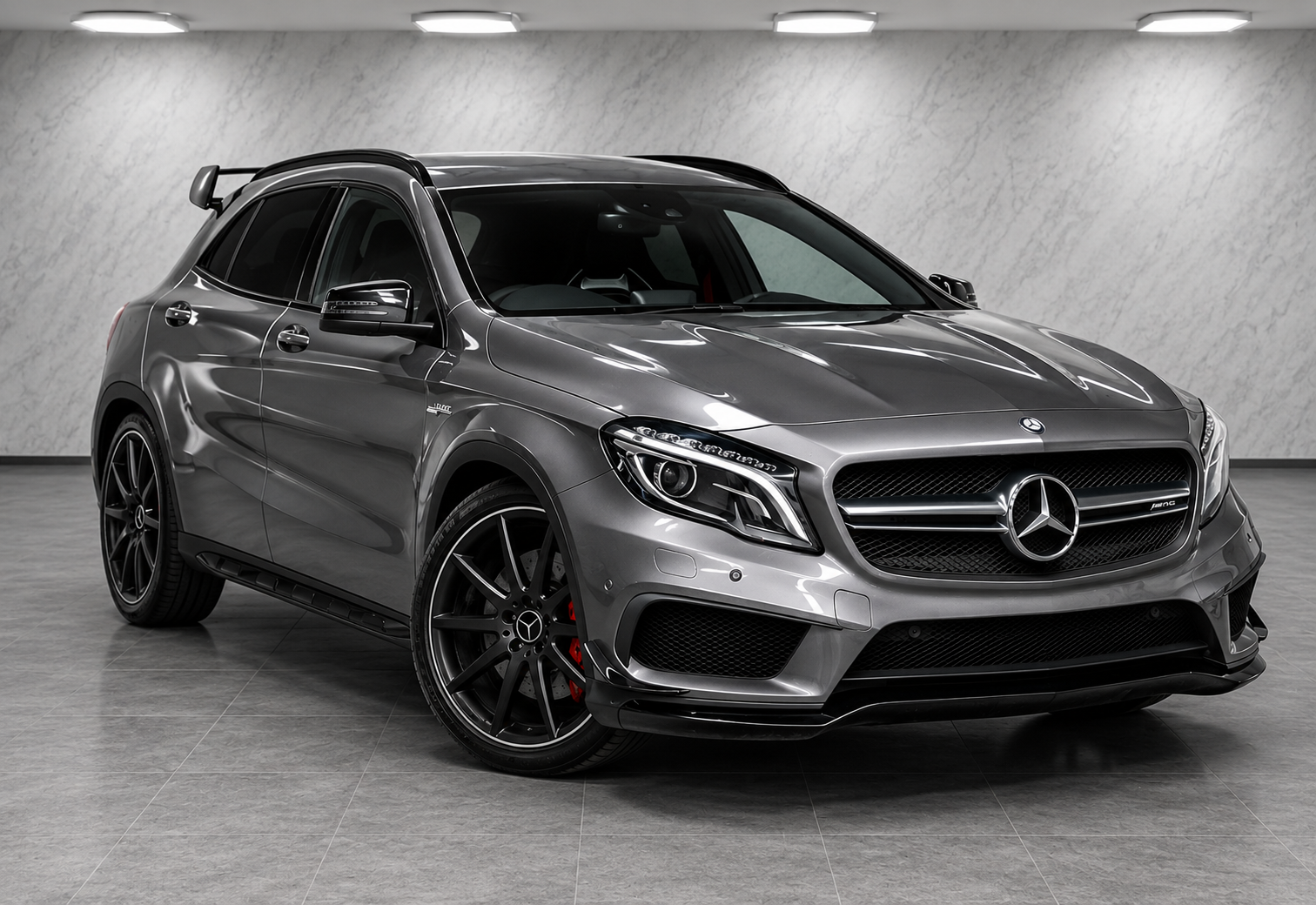 Grey Mercedes-AMG GLA 45 front view