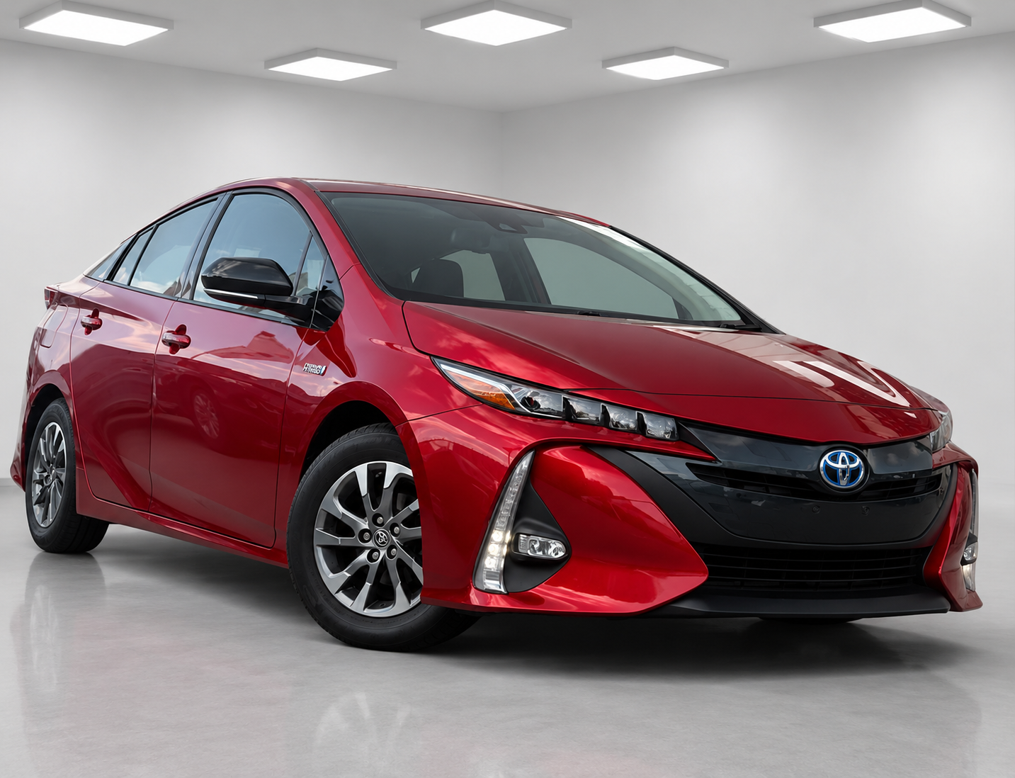 Red Toyota Prius Plug-in Hybrid front view